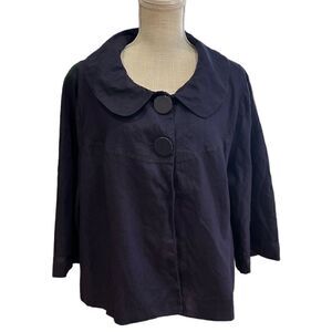 Sandro Linen Navy Blue Swing Jacket